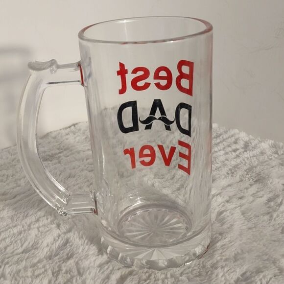 Best Dad Ever Clear Glass Beer Mug - Picture 3 of 4